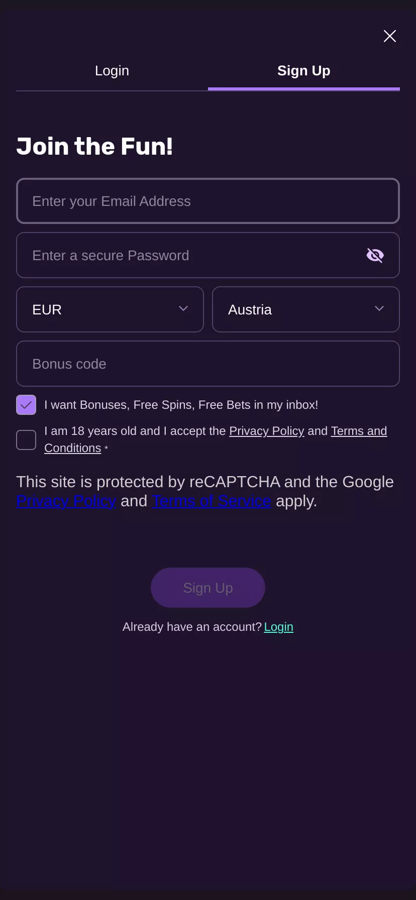 Mobile screen. Playbet Casino Up to ₿4 + 600 FS