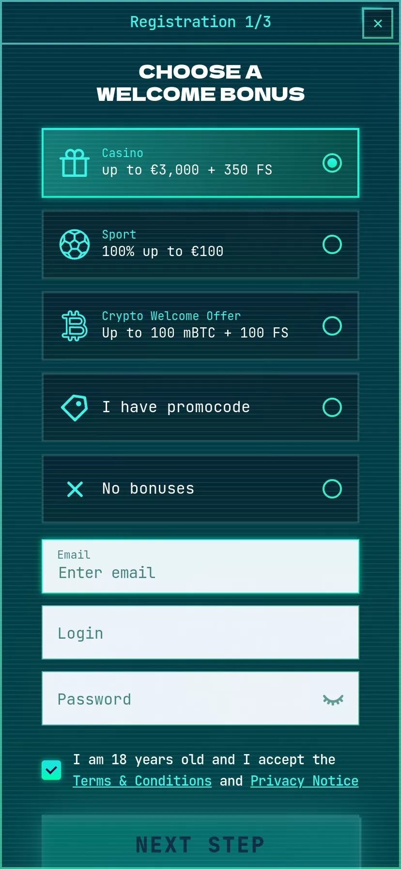 Mobile screen. PowerUp Casino Up to $3000 + 350 FS