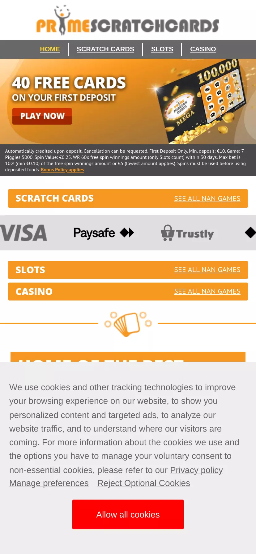 Mobile screen. Prime Scratch Cards Get 40 Free Scratch Cards