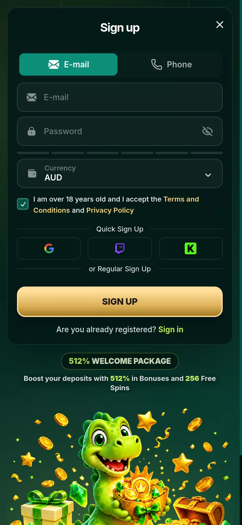 Mobile screen. RX Casino Up to $17500