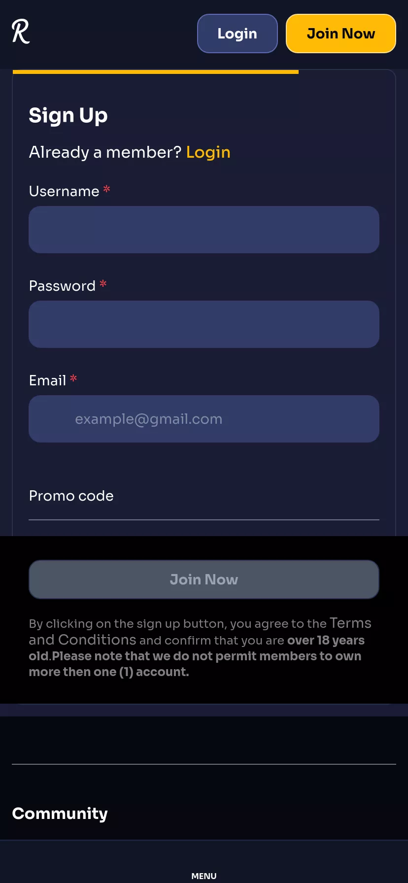 Mobile screen. Reybets 200% up to $1000