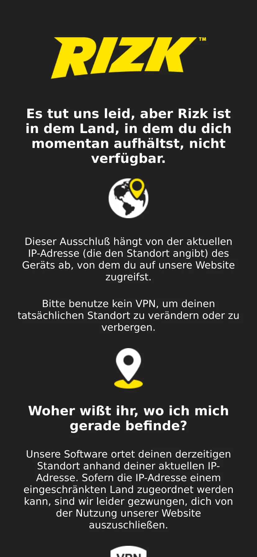 Mobile screen. Rizk 100% up to $100 + 100 FS