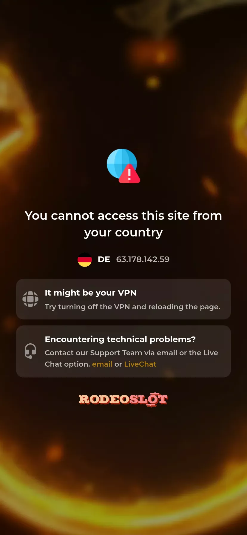 Mobile screen. Rodeoslot Up to $1500 + 250 FS