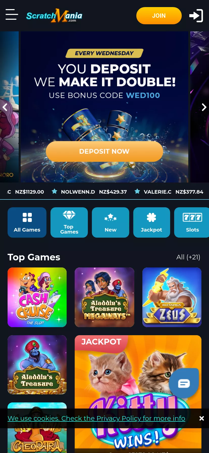 Mobile screen. Scratch Mania 100% up to $200