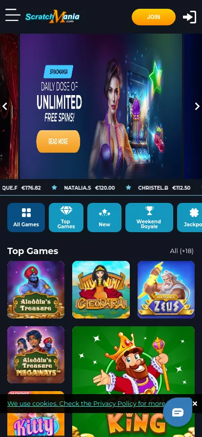 Mobile screen. Scratch Mania 100% bis zu €200