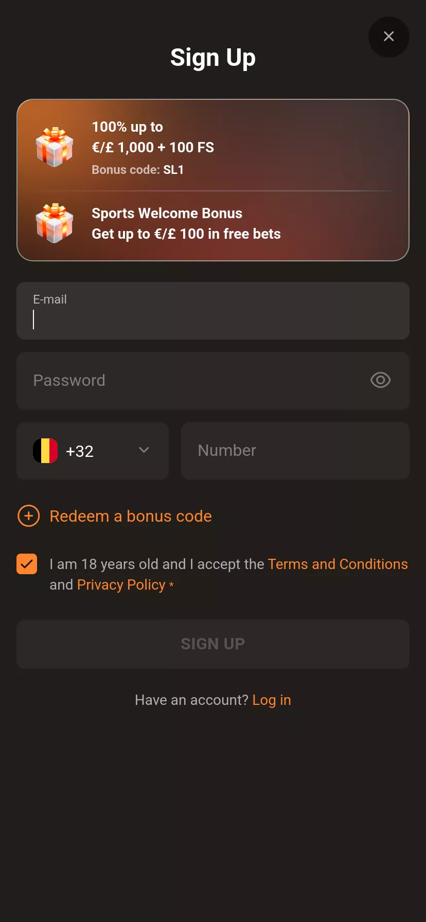Mobile screen. SlotLair Bis zu €10000 + 300 FS