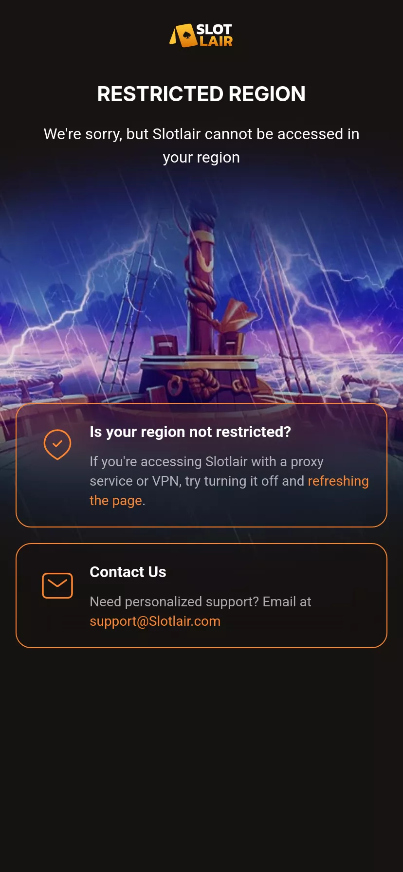 Mobile screen. SlotLair Up to $10000 + 300 FS