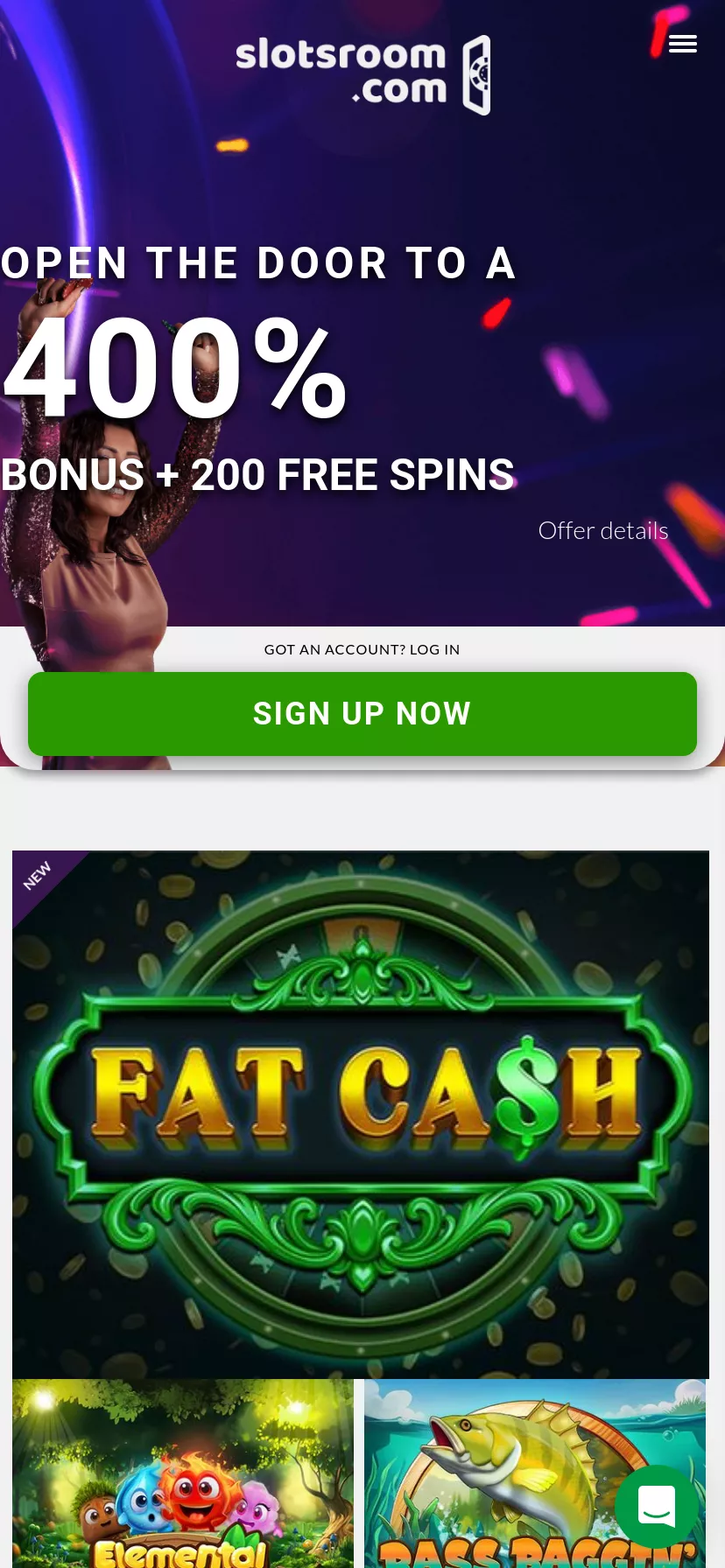 Mobile screen. Slotsroom Up to $10000 + 200 FS