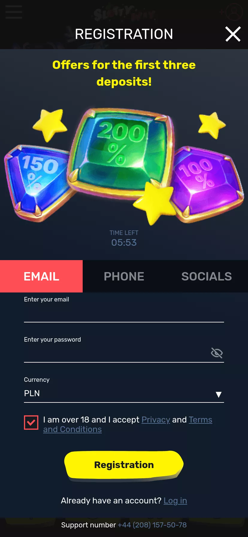 Mobile screen. Slottyway Up to zł9500