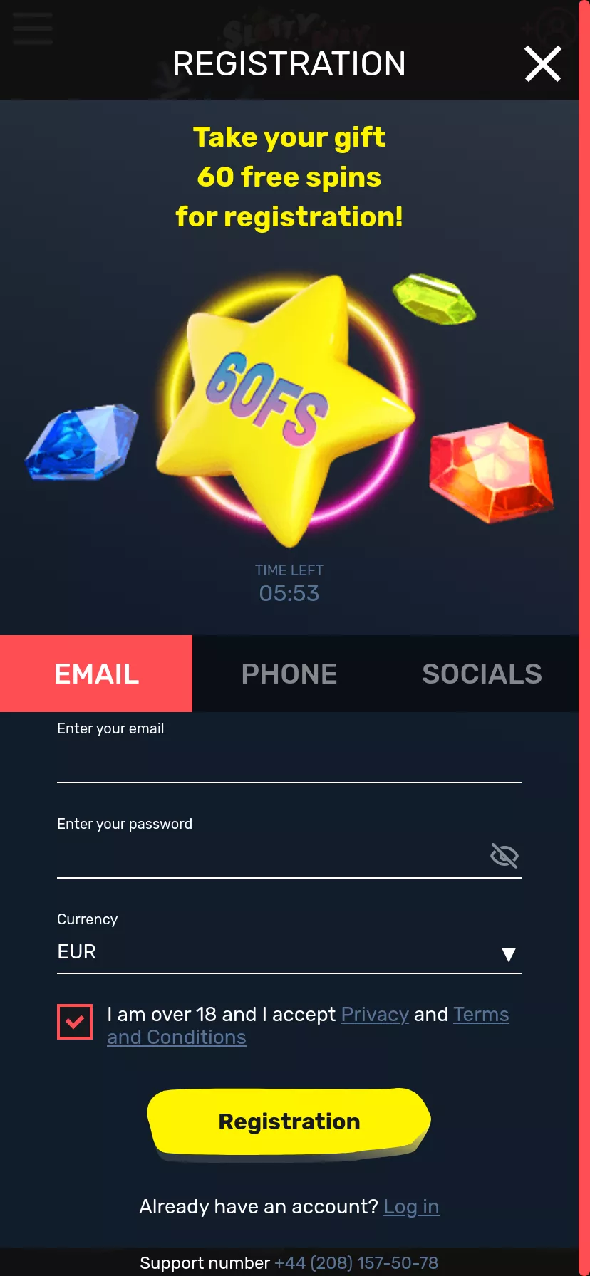 Mobile screen. Slottyway Up to $3000