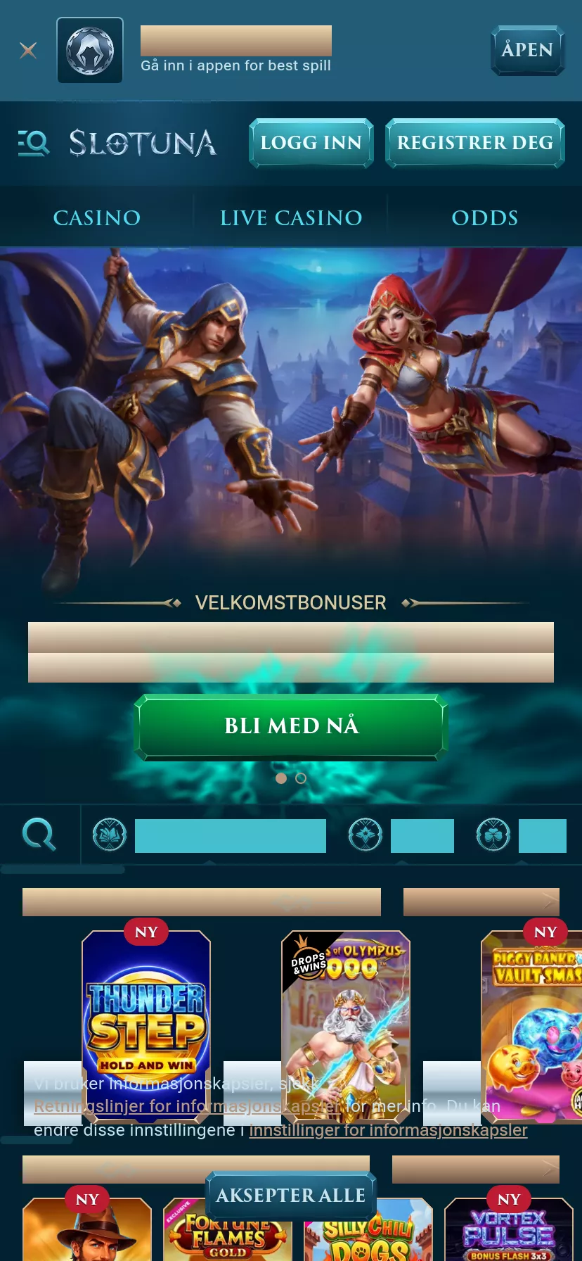 Mobile screen. Slotuna 100% up to kr5000 + 200 FS + 1 Bonus Crab