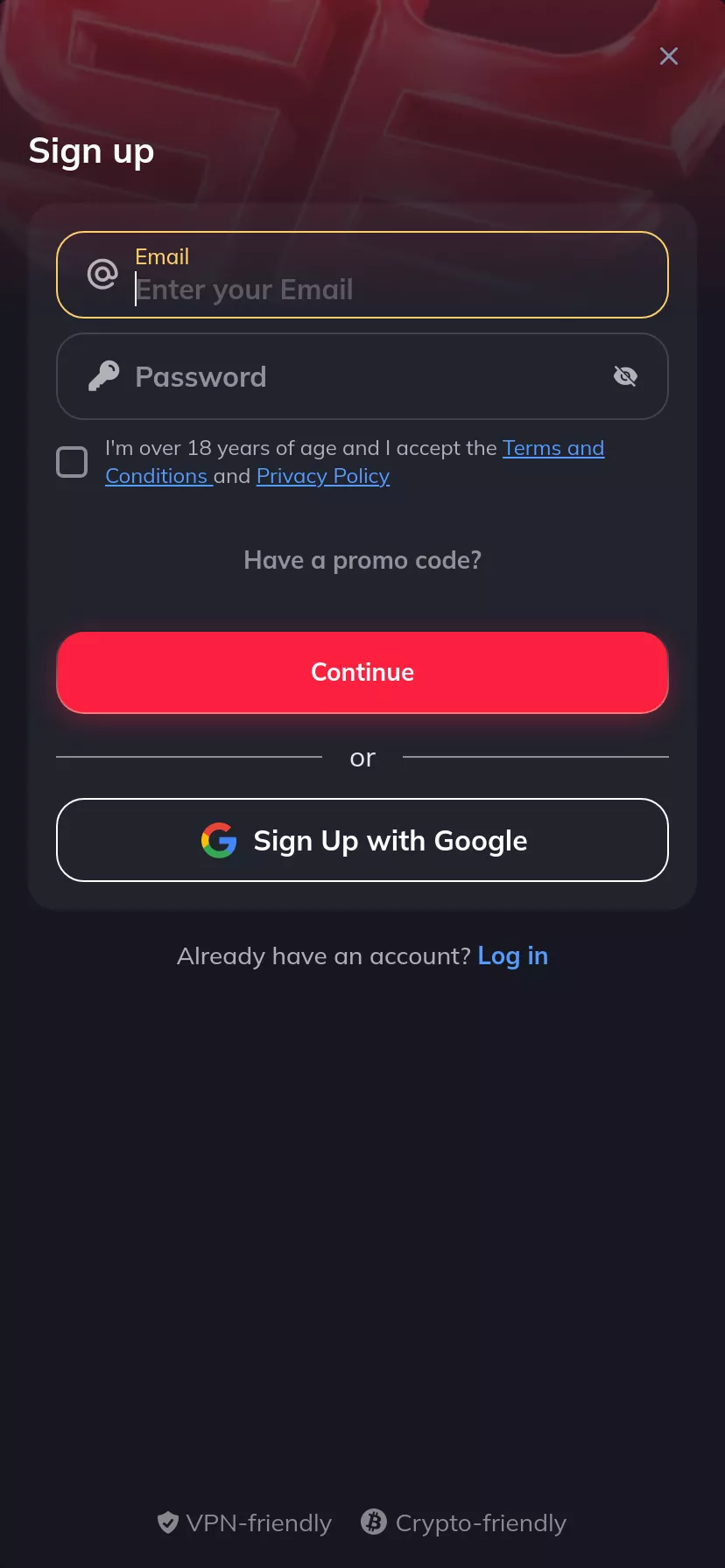 Mobile screen. Spin Empire Up to $500 + 80 FS