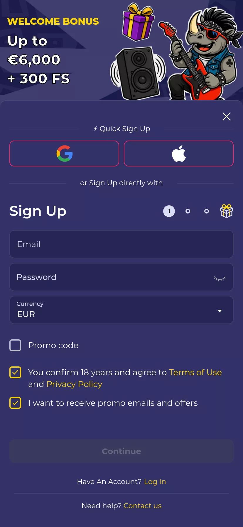 Mobile screen. Spinorhino Up to €6000 + 300 FS