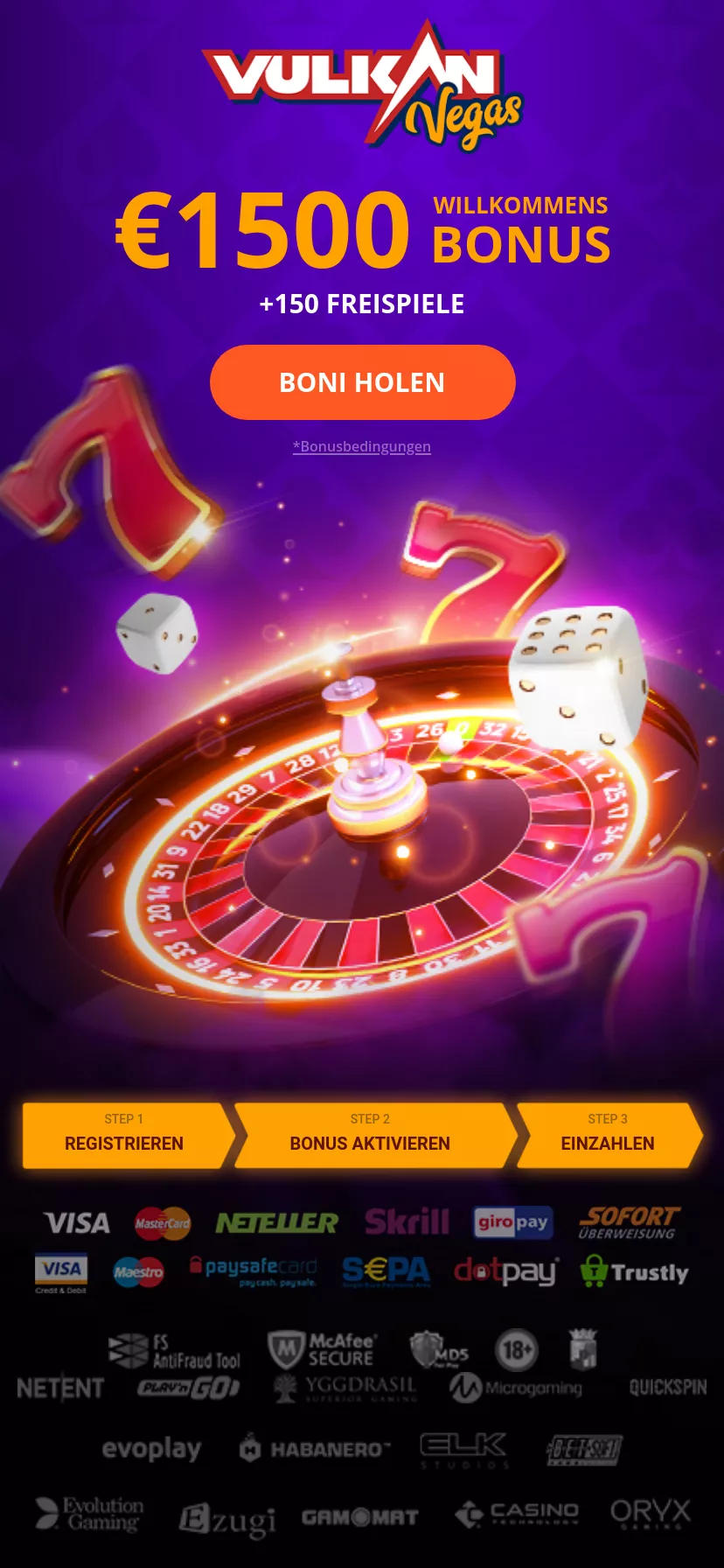 Mobile screen. V.Vegas Bis zu €1500 + 150 FS