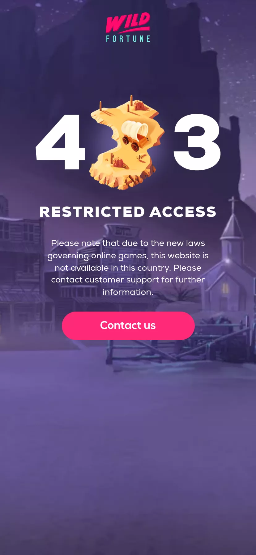 Mobile screen. Wild Fortune Up to $5000 + 250 FS