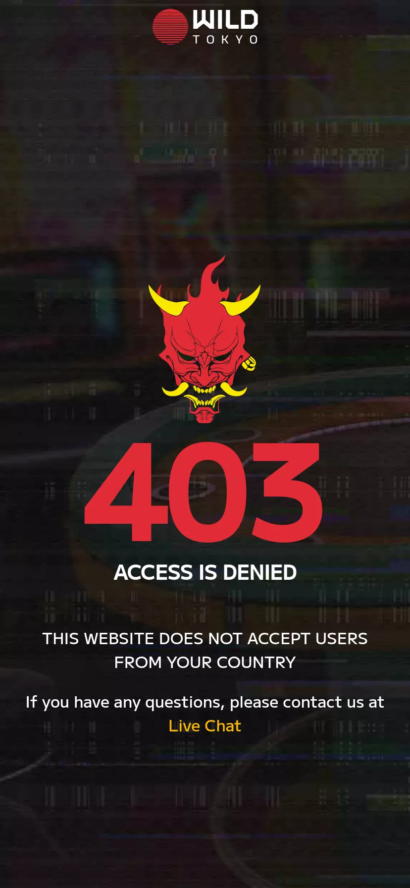 Mobile screen. Wild Tokyo Up to $1800 + 550 FS