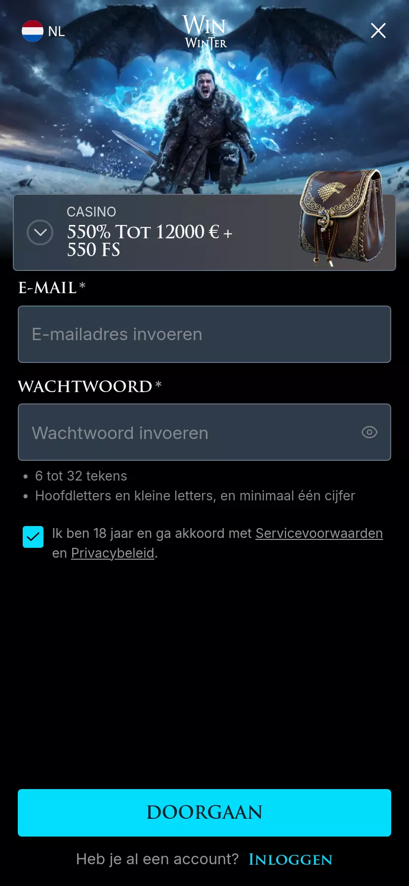 Mobile screen. WinWinter Up to €11550 + 550 FS