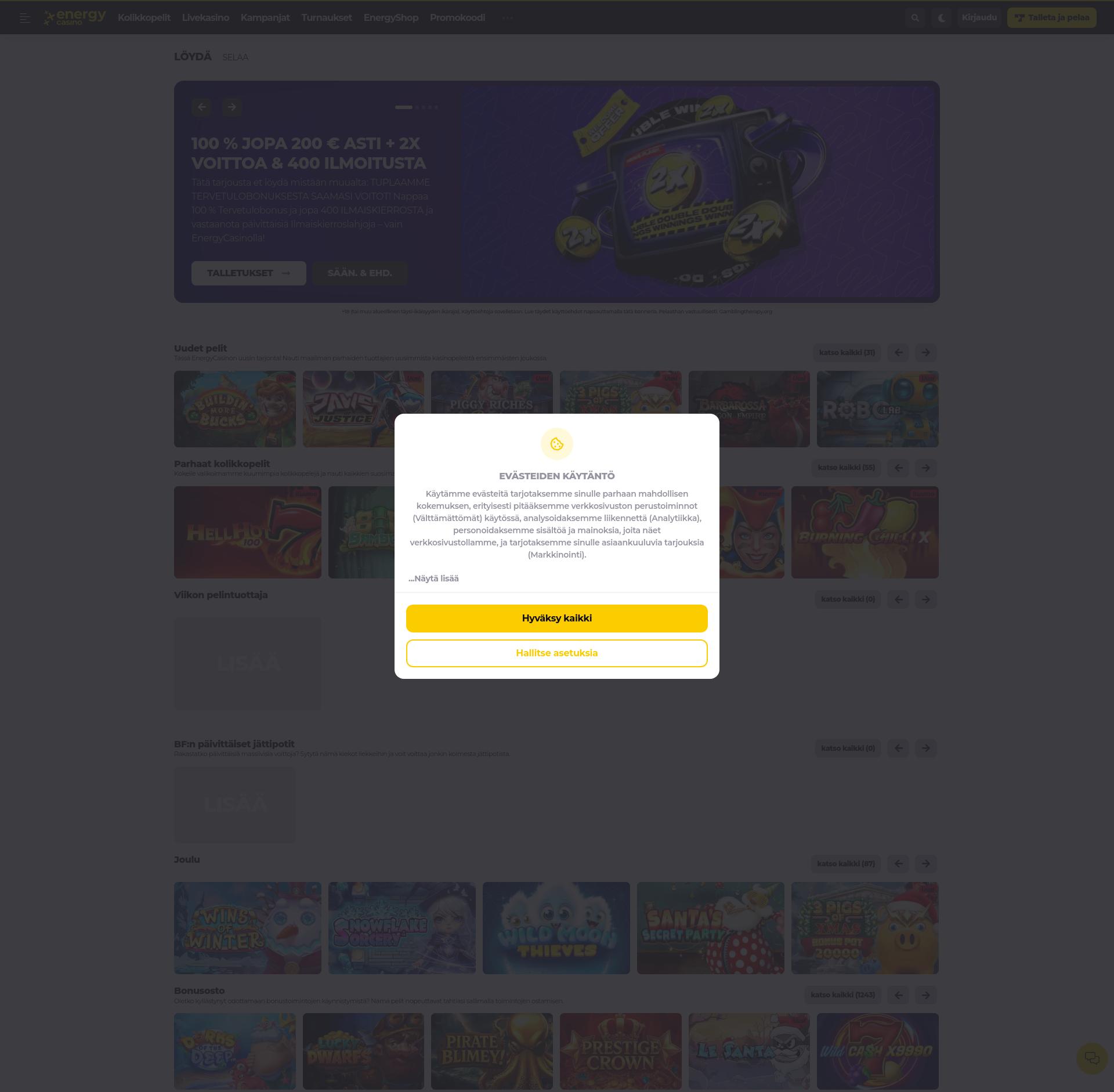 Interfejs Energy Casino