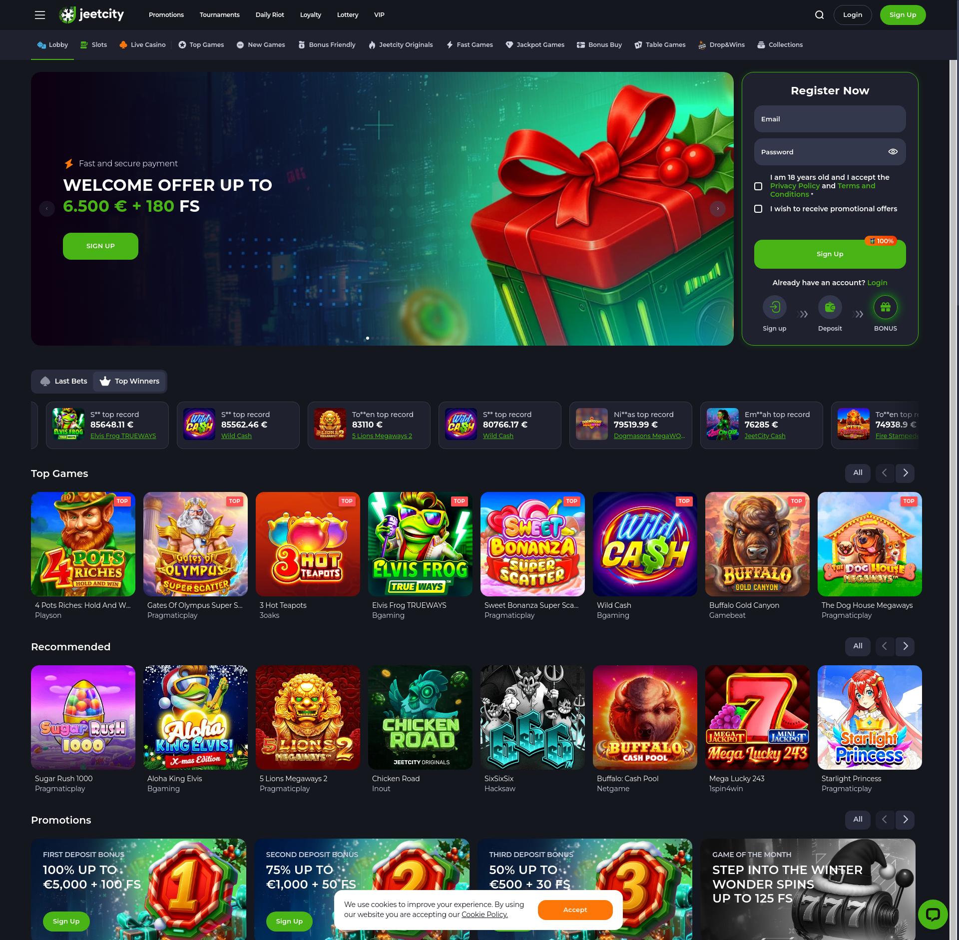 Screenshot of Jeetcity Casino interface