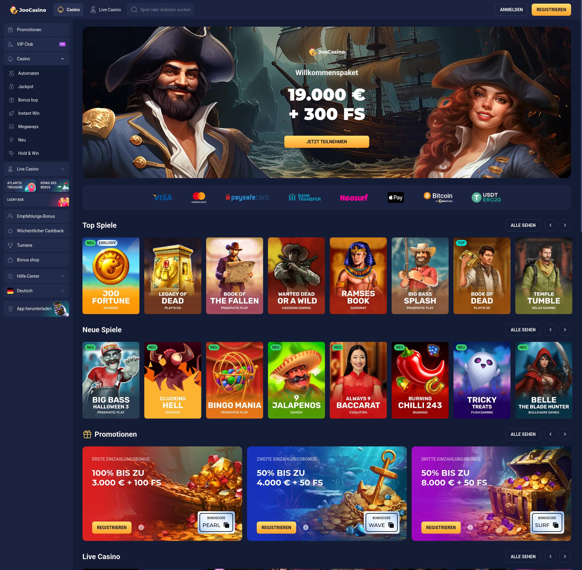 Screenshot of Joo Casino app interface on a mobile device