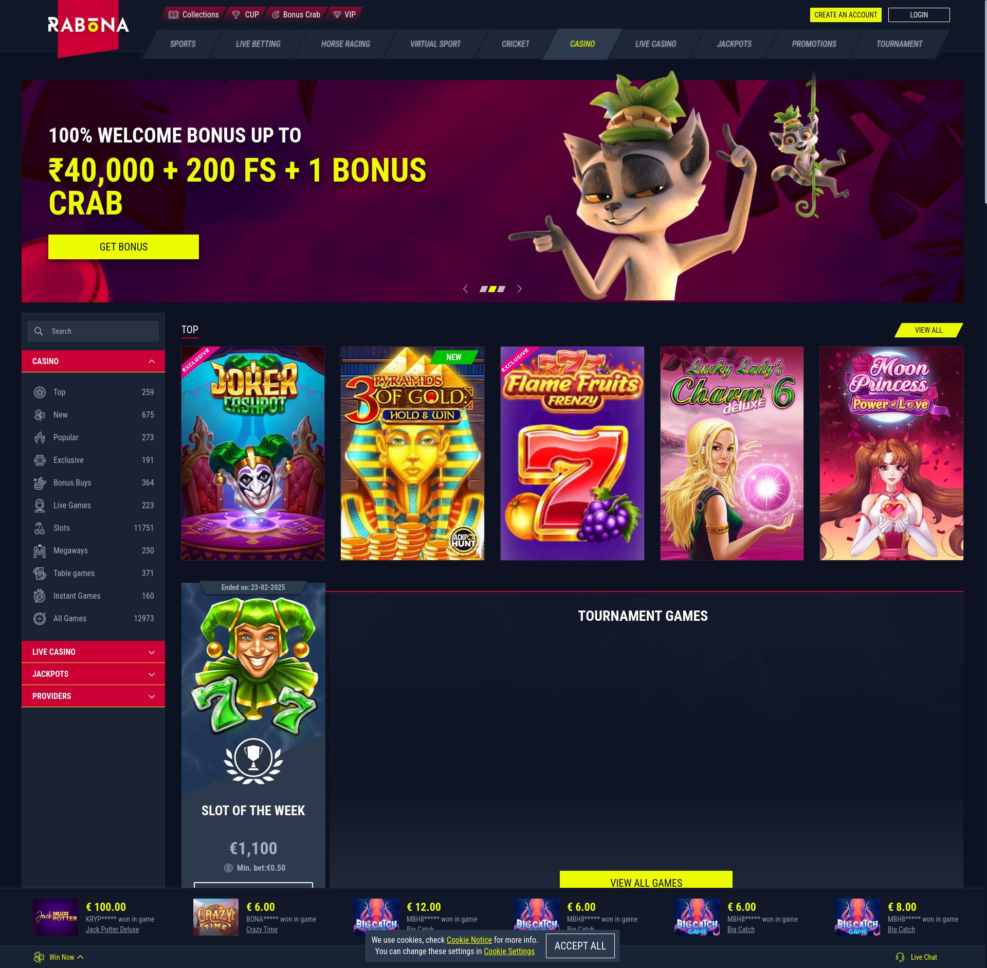 Rabona Casino Review & Bonuses