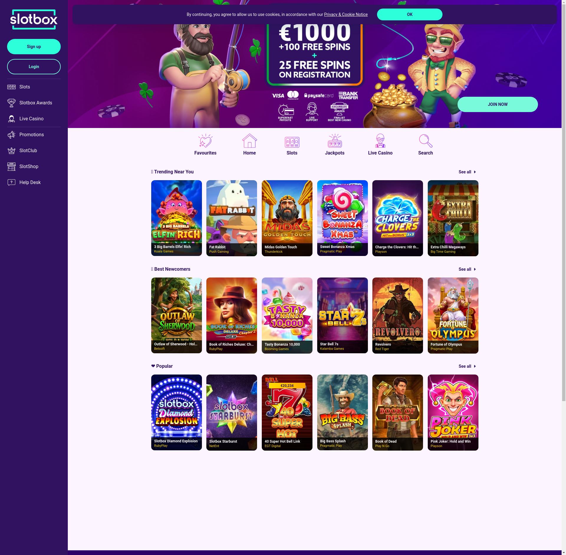 Slotbox Casino Interface