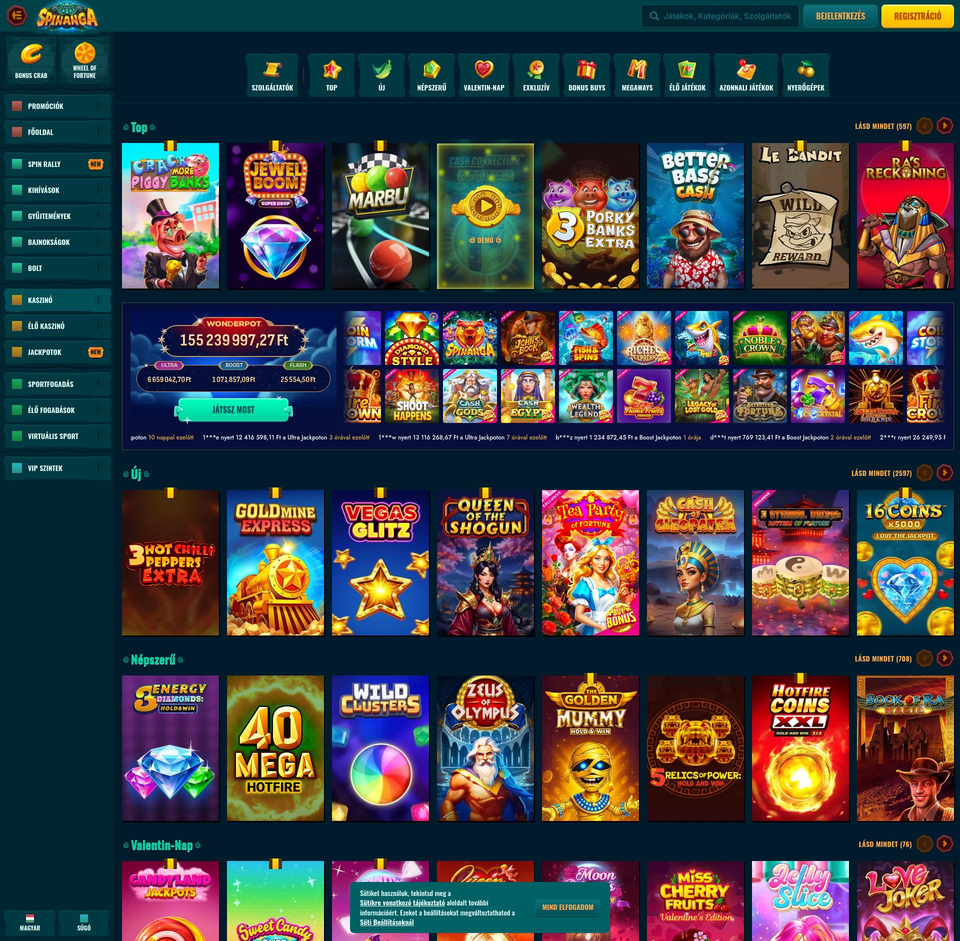 Spinanga Casino Interface