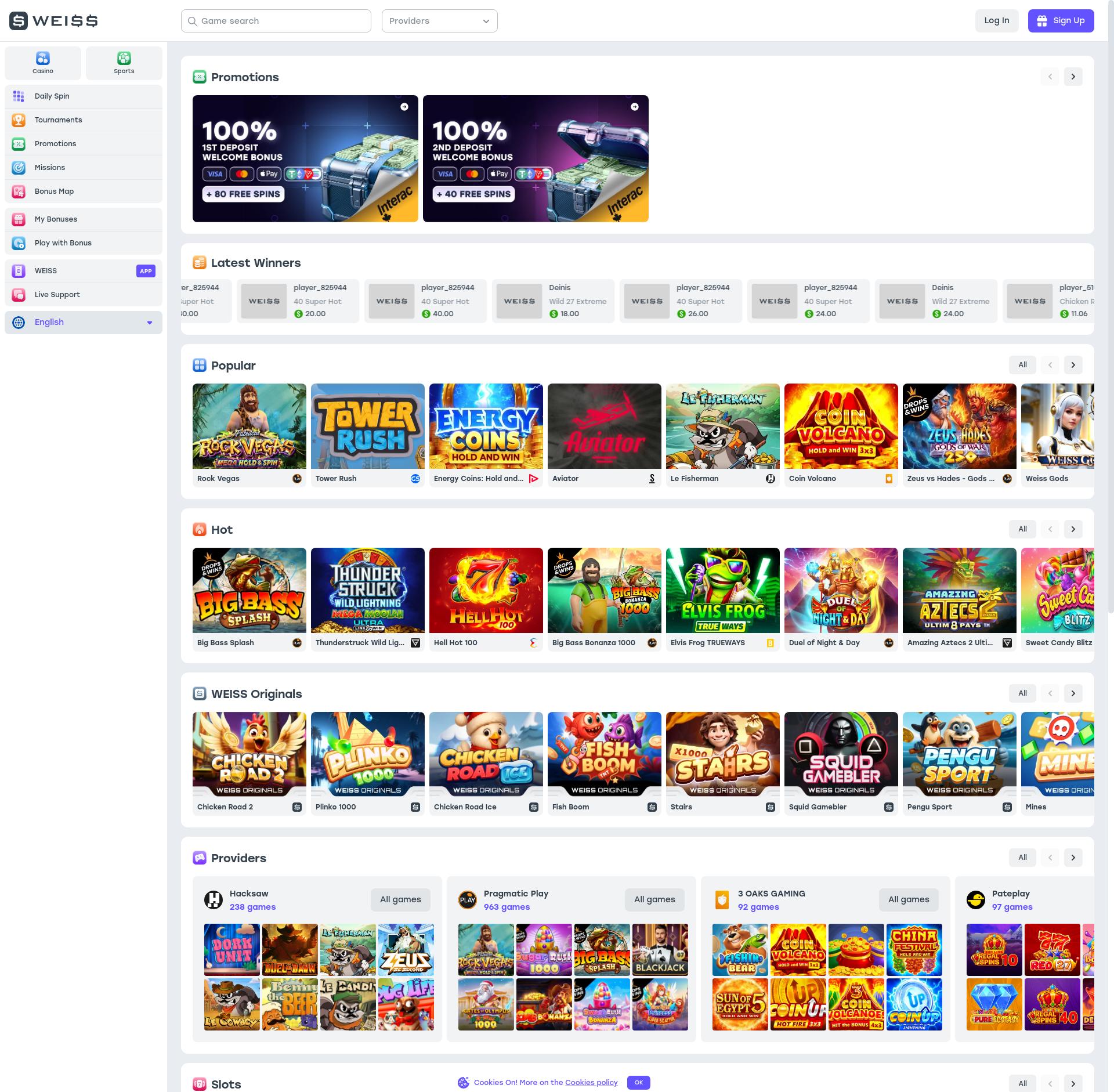 Weiss Casino App képernyőkép