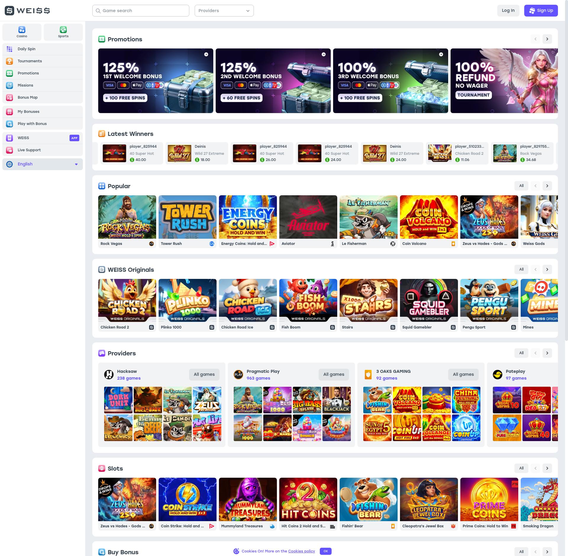 Weiss Casino App Képernyőkép