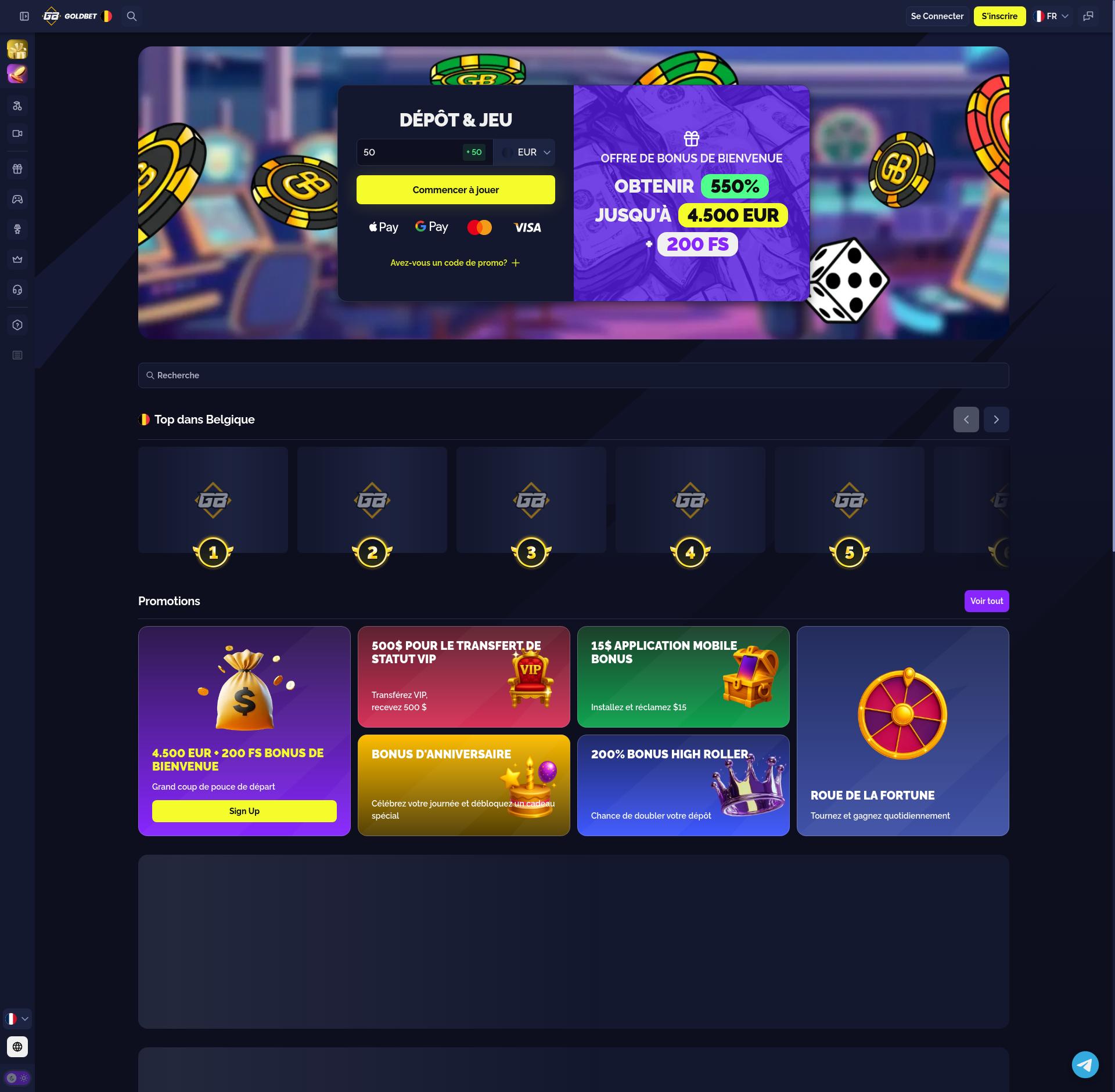 Goldbet Casino Interface
