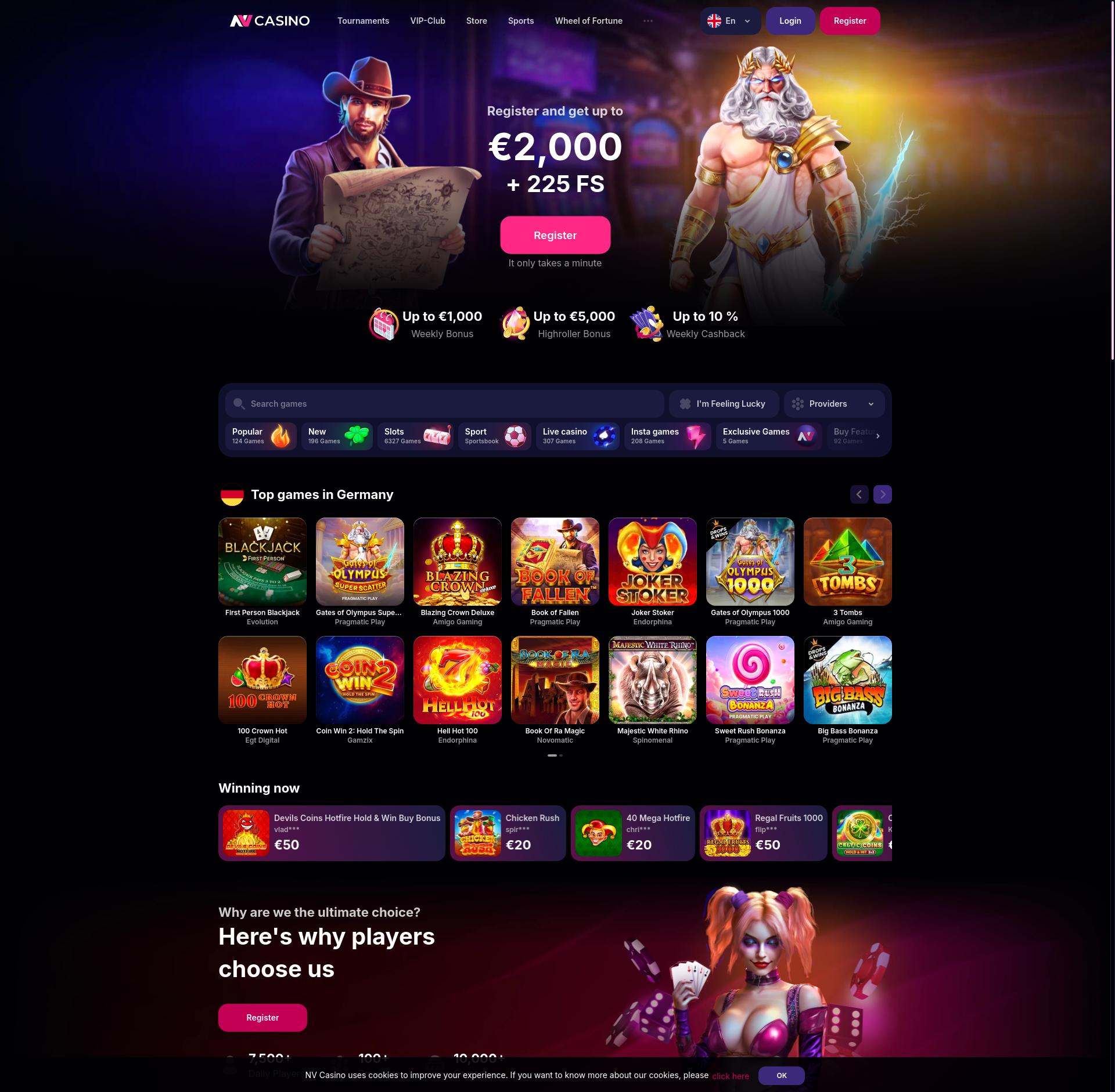 NV Casino Dashboard Screenshot