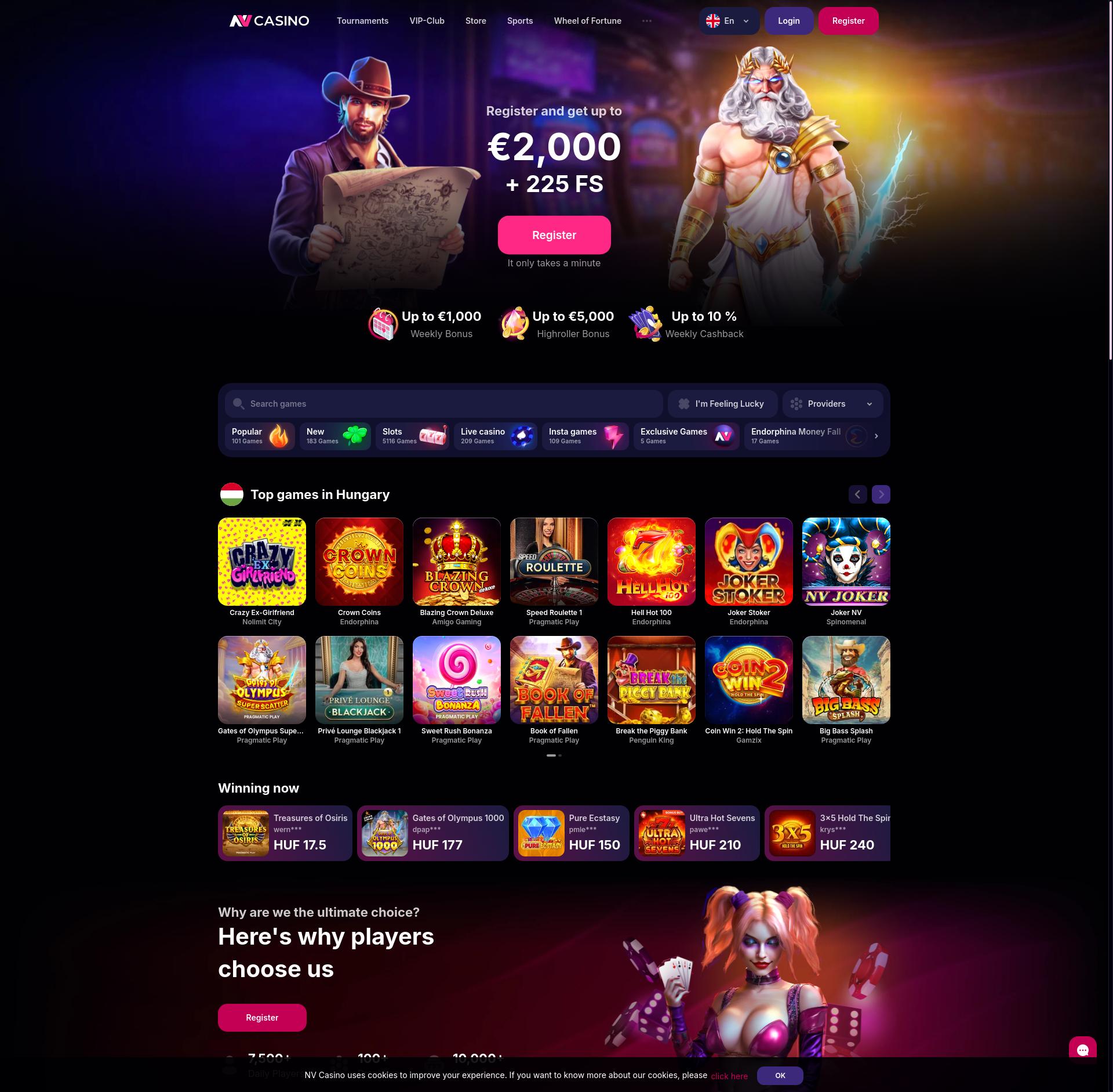 Skärmdump av NVCasino