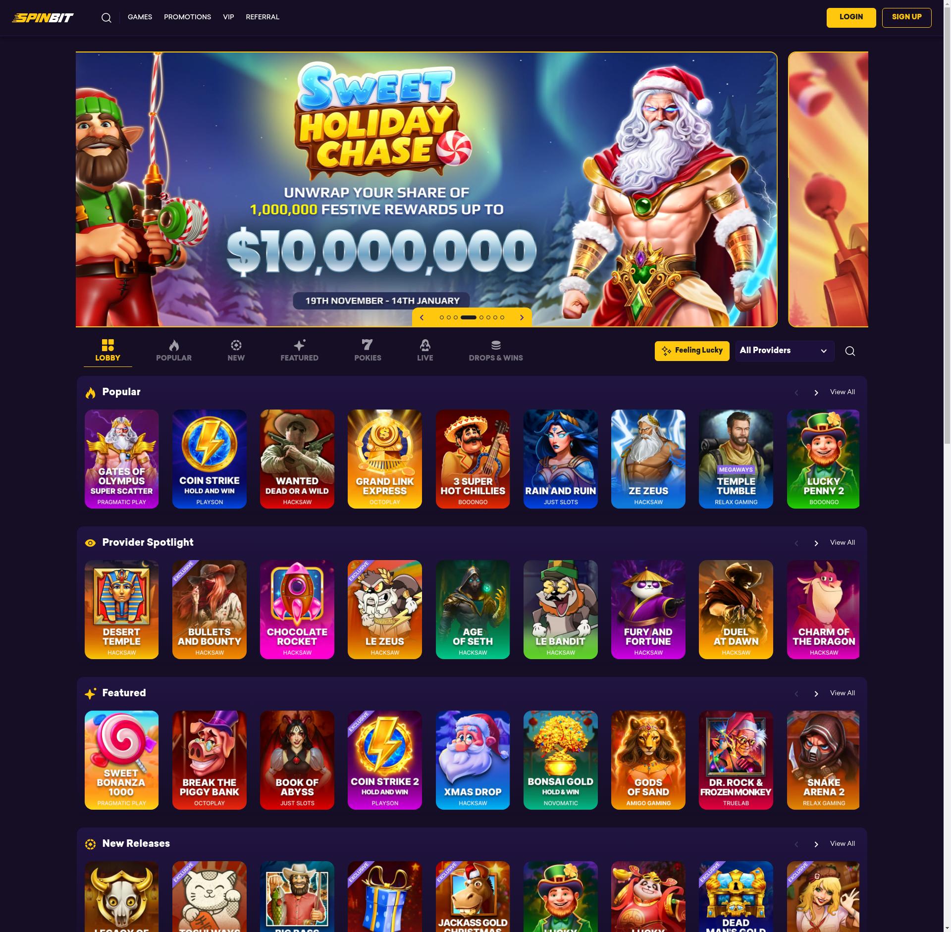 Spinbit Casino Interface